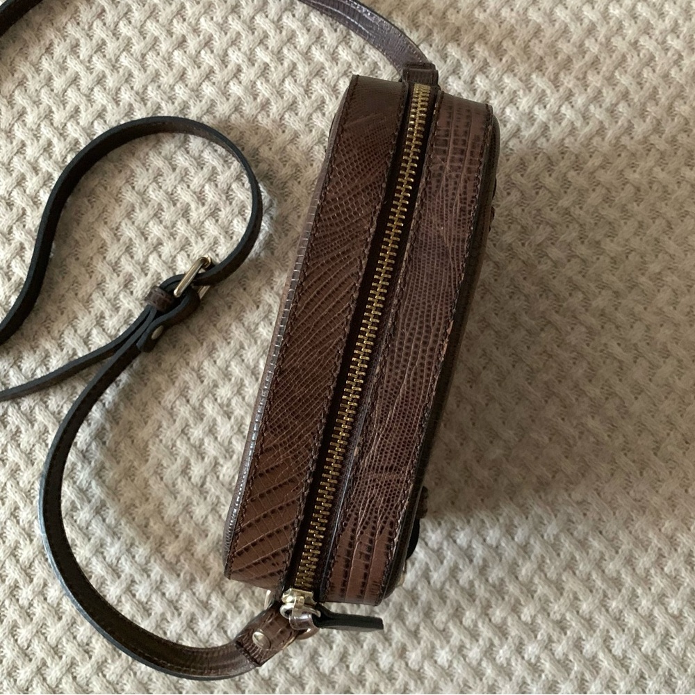 Massimo Dutti Brown Leather Crossbody Bag | Minimal Buckle Detail - Picture 6 of 16